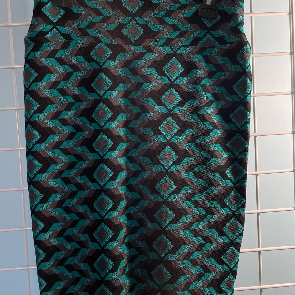 LuLaRoe Blue Green Midi Pencil Skirt